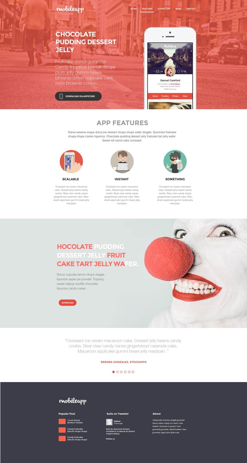 Mobileapp - Application Landing Page HTML Template | Free HTML5 Templates