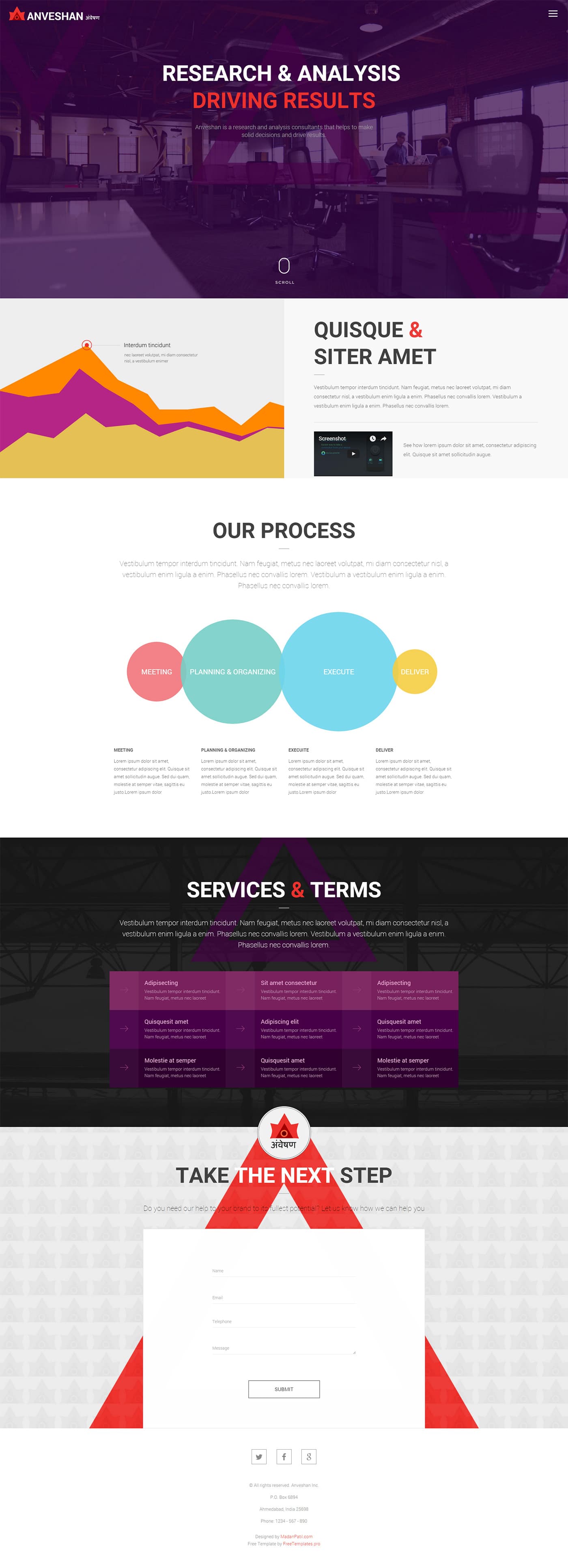 ANVESHAN - Free One Page Website HTML Template