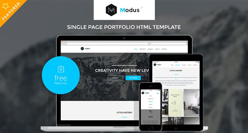 Modus - Single Page Portfolio HTML Template | Free HTML5 Templates